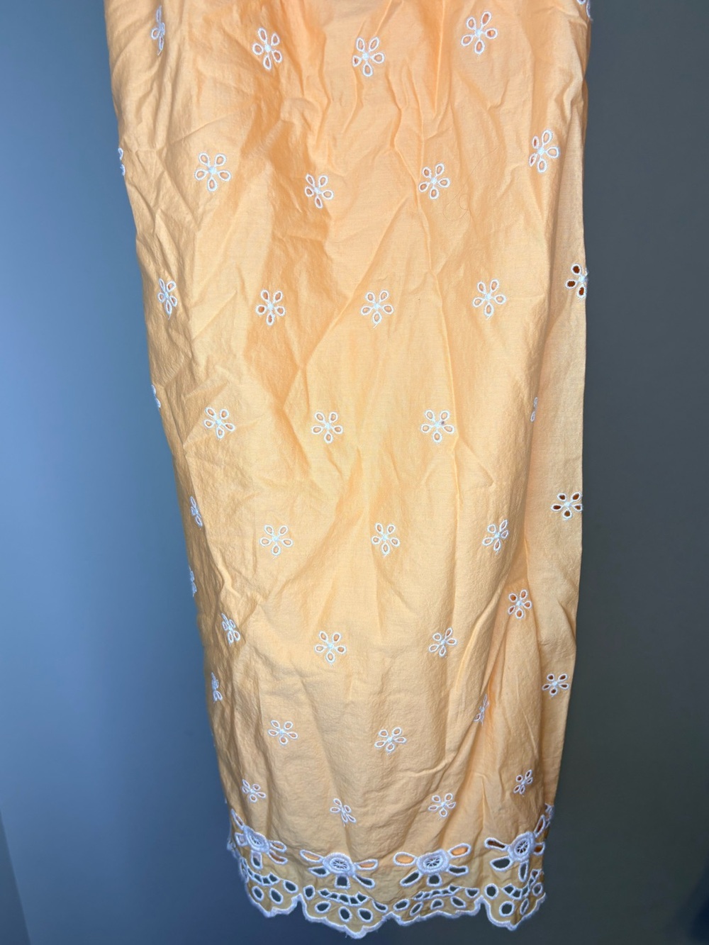 Old Navy Peach Orange Floral Eyelet Spaghetti-Strap Smocked Midi Dress Size S - Picture 4 of 8